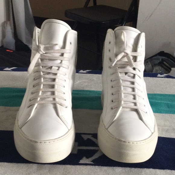 Men's White High-Top Sneakers - Picture 1 of 8